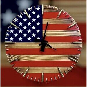 11.8" American Flag Wall Clock Analog Patriotic Handcrafted Design Decor NEW